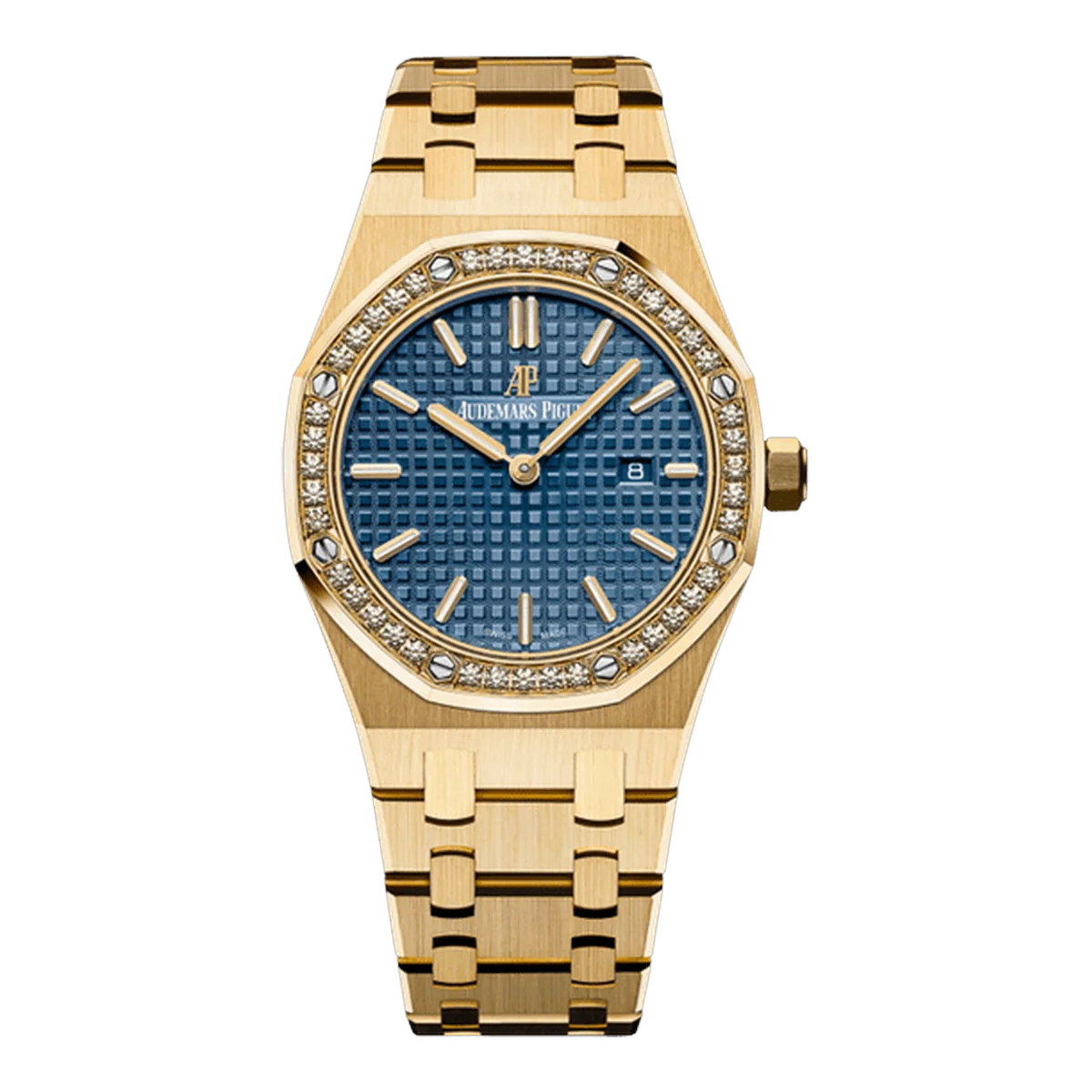 Audemars Piguet Royal Oak 67651Ba.Zz.1261Ba.02 Blue Index Dial Gold 33Mm 18K Yellow Gold Ladies Watch