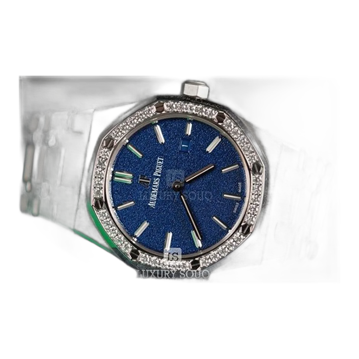 Audemars Piguet Royal Oak 67651St.Zz.1261St.02 Blue Frosted Dial Quartz 33Mm Stainless Steel Ladies Watch