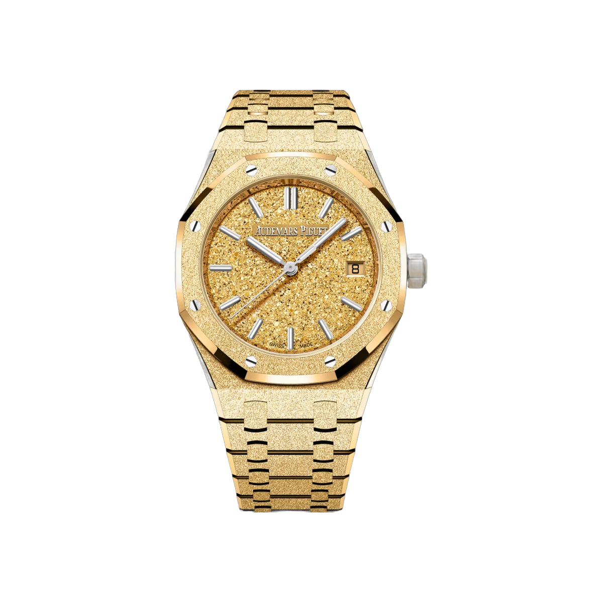 Audemars Piguet Royal Oak 77450BA.GG.1361BA.01 Frosted Yellow Gold 34mm Yellow Dial Ladies Watch