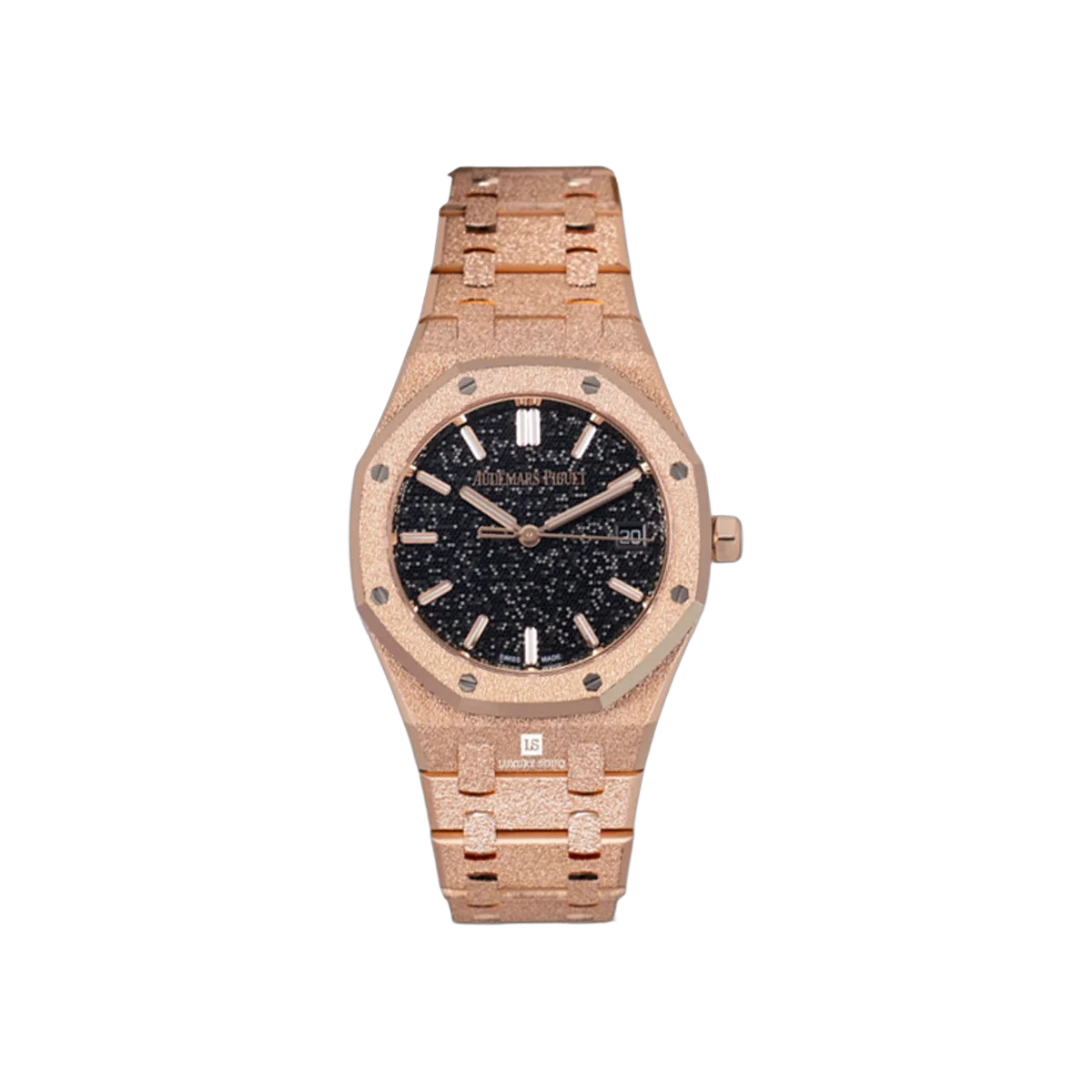Audemars Piguet Royal Oak 77450OR.GG.1361OR.02 Frosted Rose Gold with 34mm Black "Pixel” Dial Ladies Watch