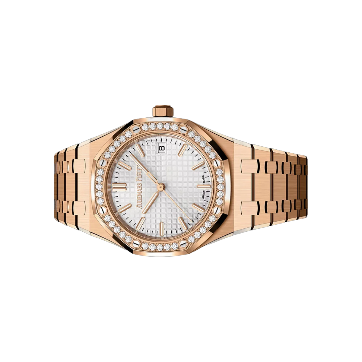 Audemars Piguet Royal Oak 77451OR.ZZ.1361OR.03 Rose Gold Diamond Bezel 34mm Silver Dial Ladies Watch – additional product photo 2