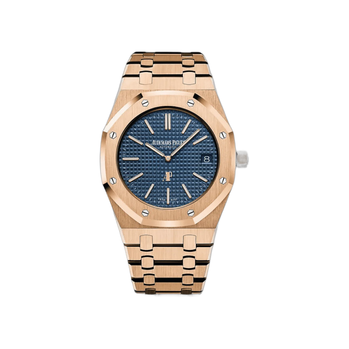 Audemars Piguet Royal Oak Jumbo Extra-Thin 15202OR.OO.1240OR.01 18K Rose Gold 39mm Blue Dial Men's Watch