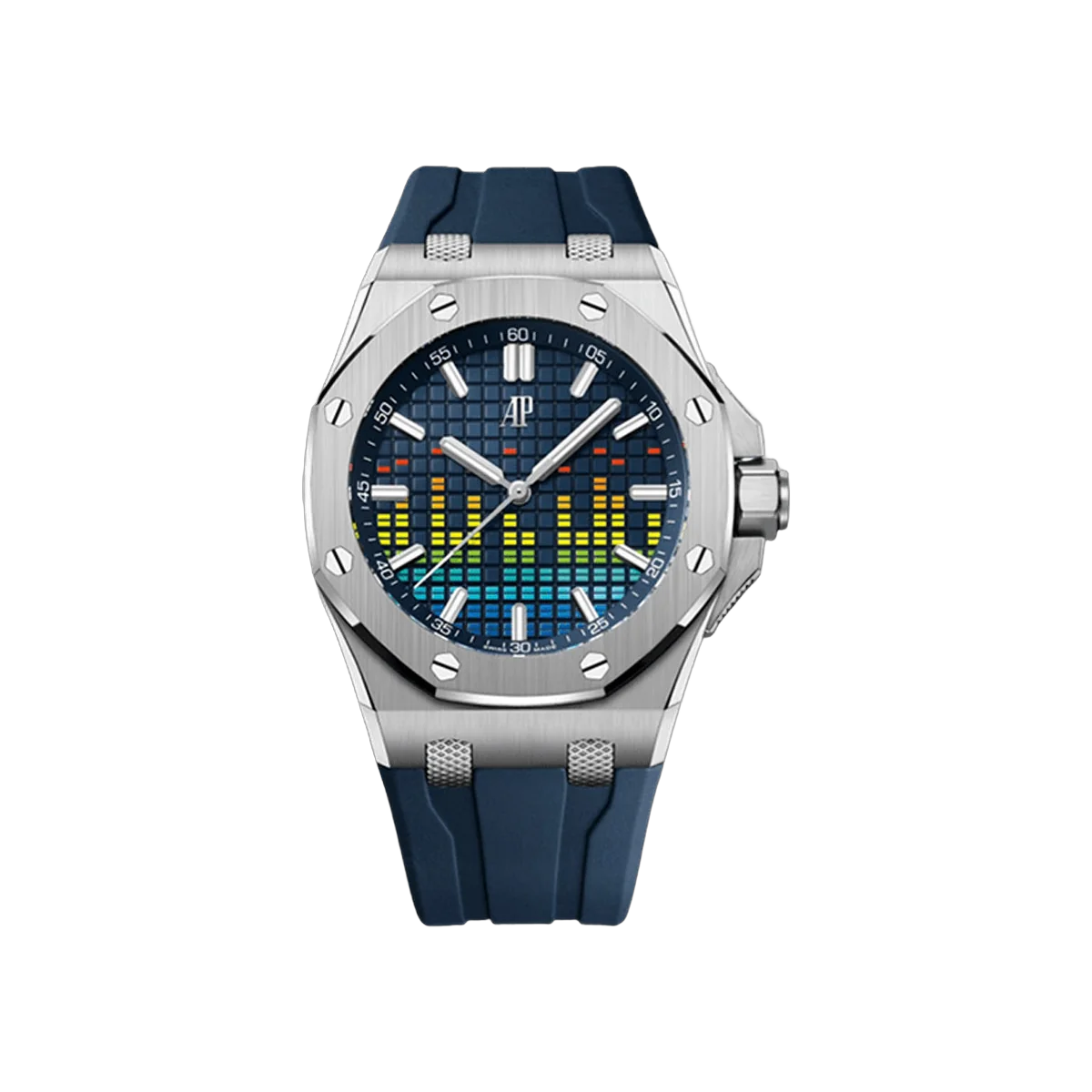Audemars Piguet Royal Oak Offshore 15600TI.OO.A343CA.01 Music Edition Self-Winding 43mm Titanium Blue Rubber Straps Men's Watch