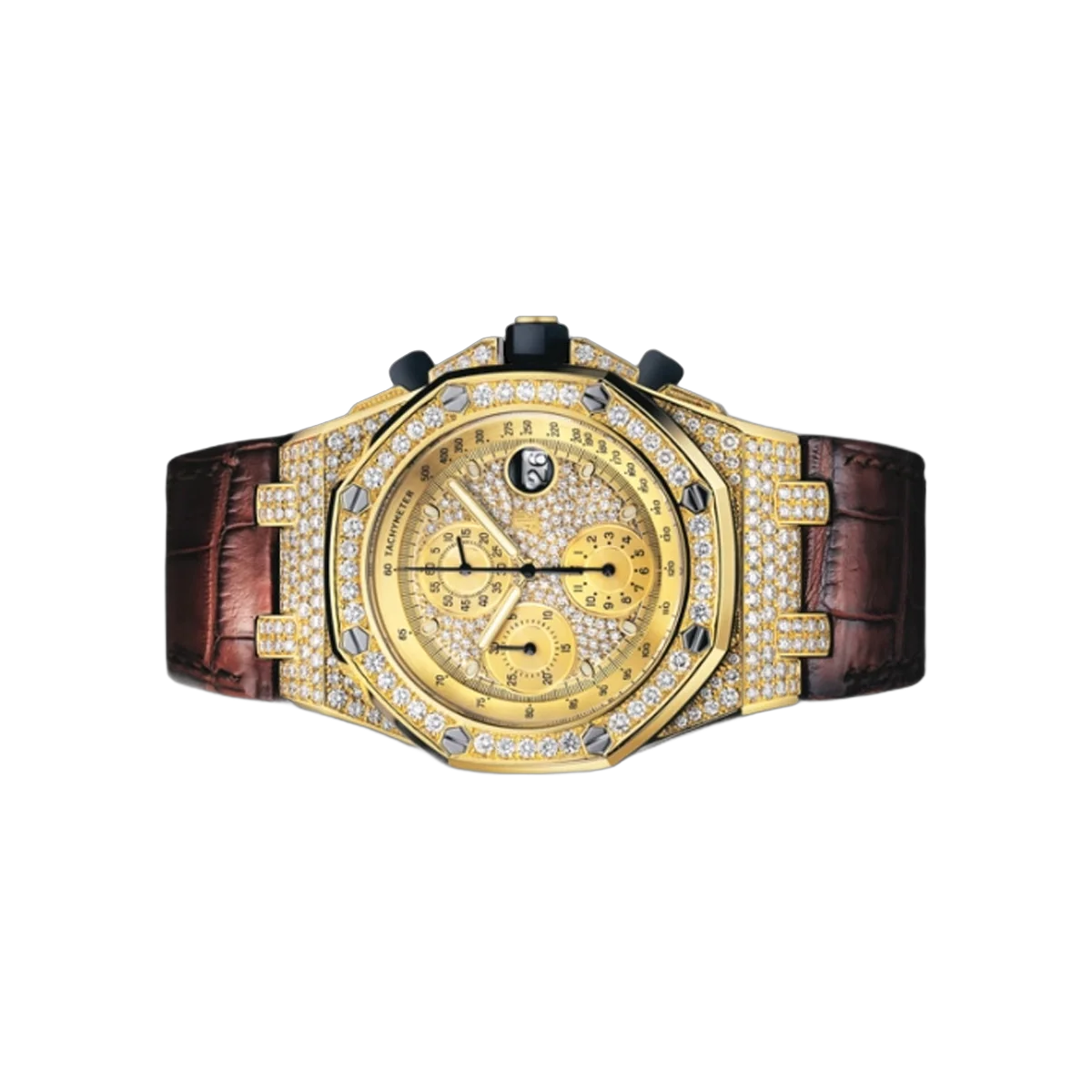 Audemars Piguet Royal Oak Offshore 26067BA.ZZ.D088CR.01 Yellow Gold Full Factory Diamonds 42mm Diamond Dial Men's Watch – additional product photo 2