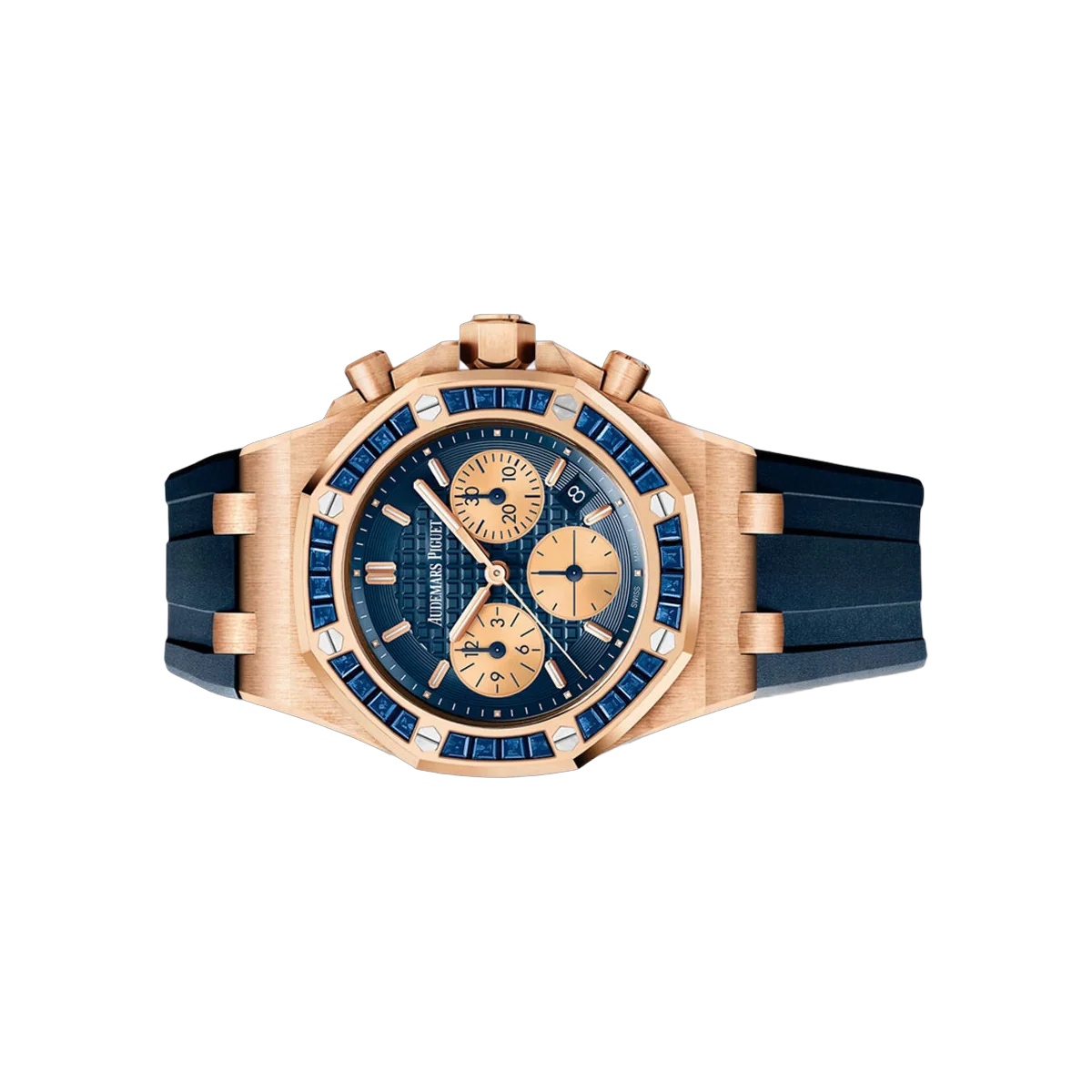 Audemars Piguet Royal Oak Offshore 26236OR.SS.D027CA.01 Chronograph Rose Gold Blue Sapphire Bezel & Blue Dial 37mm Ladies Watch – additional product photo 2