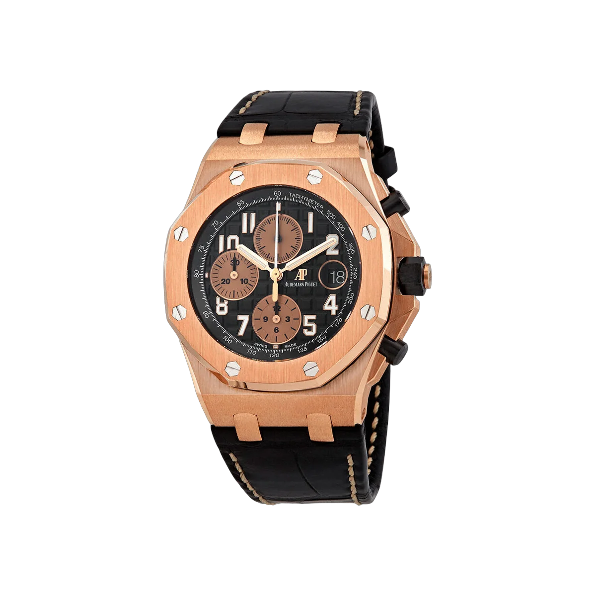 Audemars Piguet Royal Oak Offshore 26470OR.OO.A002CR.02 Chronograph Rose Gold Black Mega Tapisserie Dial 42mm Men's Watch