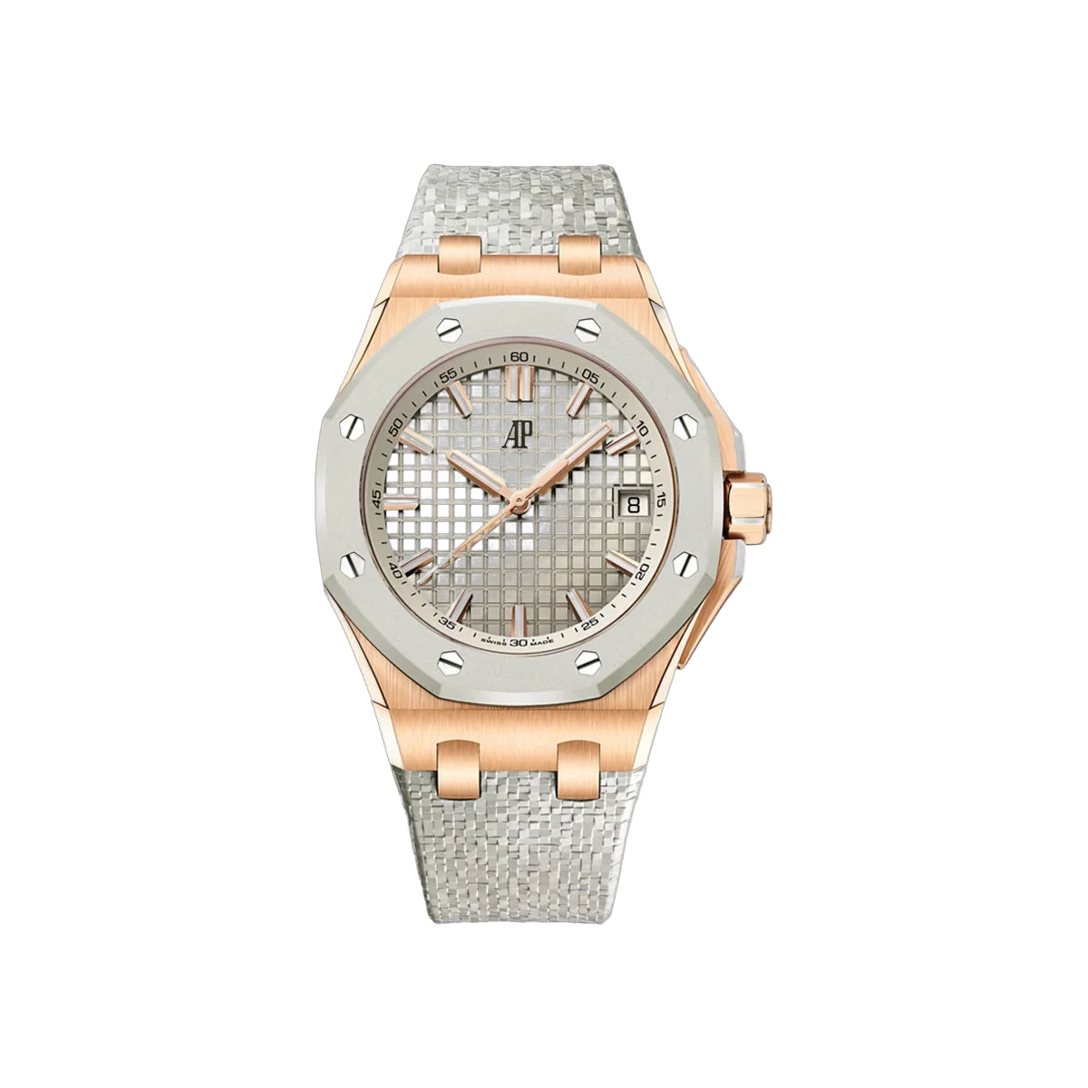 Audemars Piguet Royal Oak Offshore 77605OK.OO.A101CA.01 Pink Gold 37mm The Ivory-hued Grande Tapisserie Dial Ladies Watch
