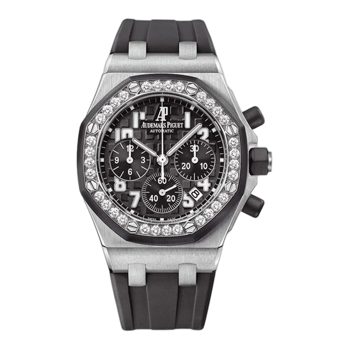 Audemars Piguet Royal Oak Offshore Chronograph 26048Sk.Zz.D002Ca.01 Black Dial Gem-Set Bezel 37Mm Stainless Steel Ladies Watch
