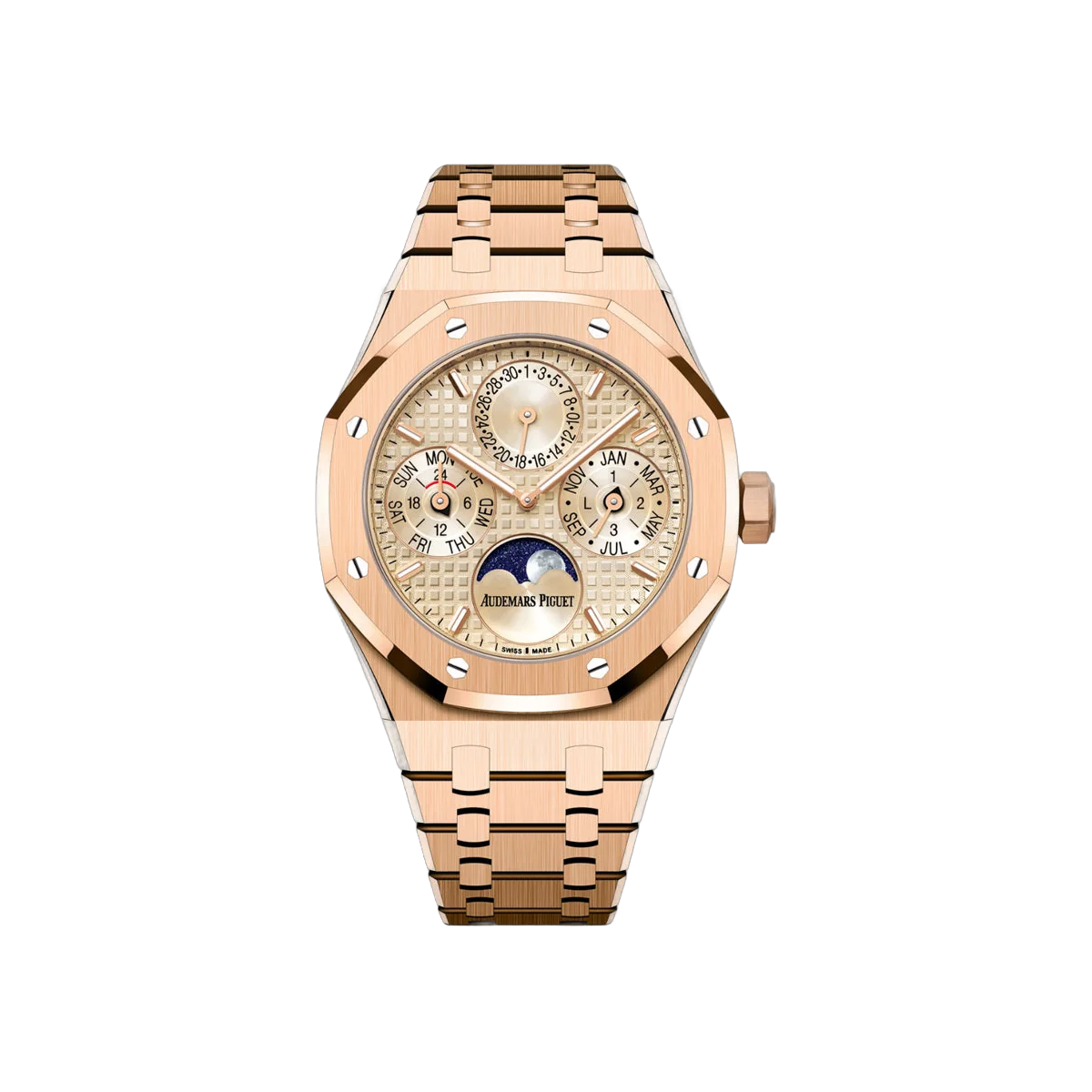Audemars Piguet Royal Oak Perpetual Calendar 26684OR.OO.1356OR.02 Pink Gold 38mm Beige Dial Unisex Watch