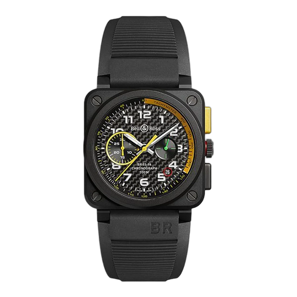 Bell & Ross Br0394-Rs17 "Renault Formula 1 Black Carbon Fiber Dial 42Mm Ceramic Black Rubber Straps Men's Watch