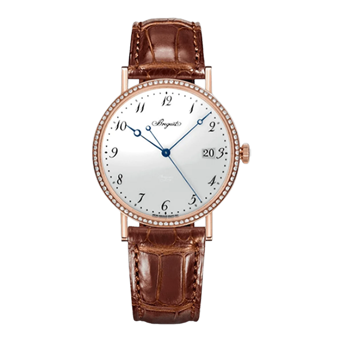 Breguet Classique 5178Br/29/9V6.D000 White Dial Diamond Set Bezel Automatic 38Mm Brown Leather Straps Unisex Watch