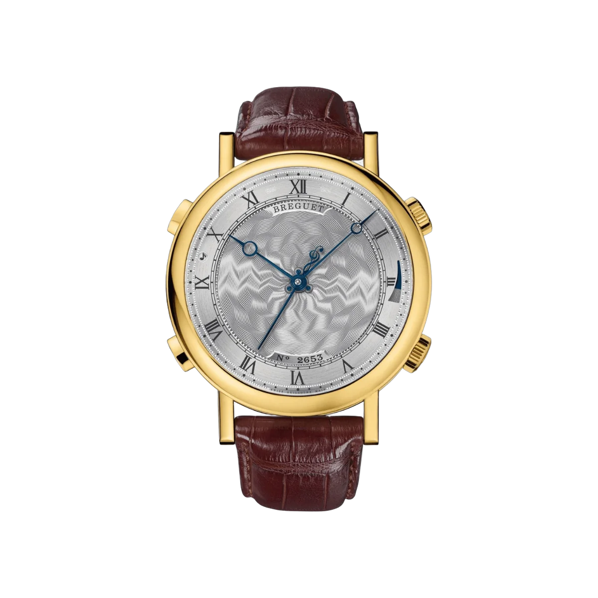 Breguet Classique La Musicale 7800BA/11/9YV Yellow Gold Alligator Leather Strap Silver Dial
