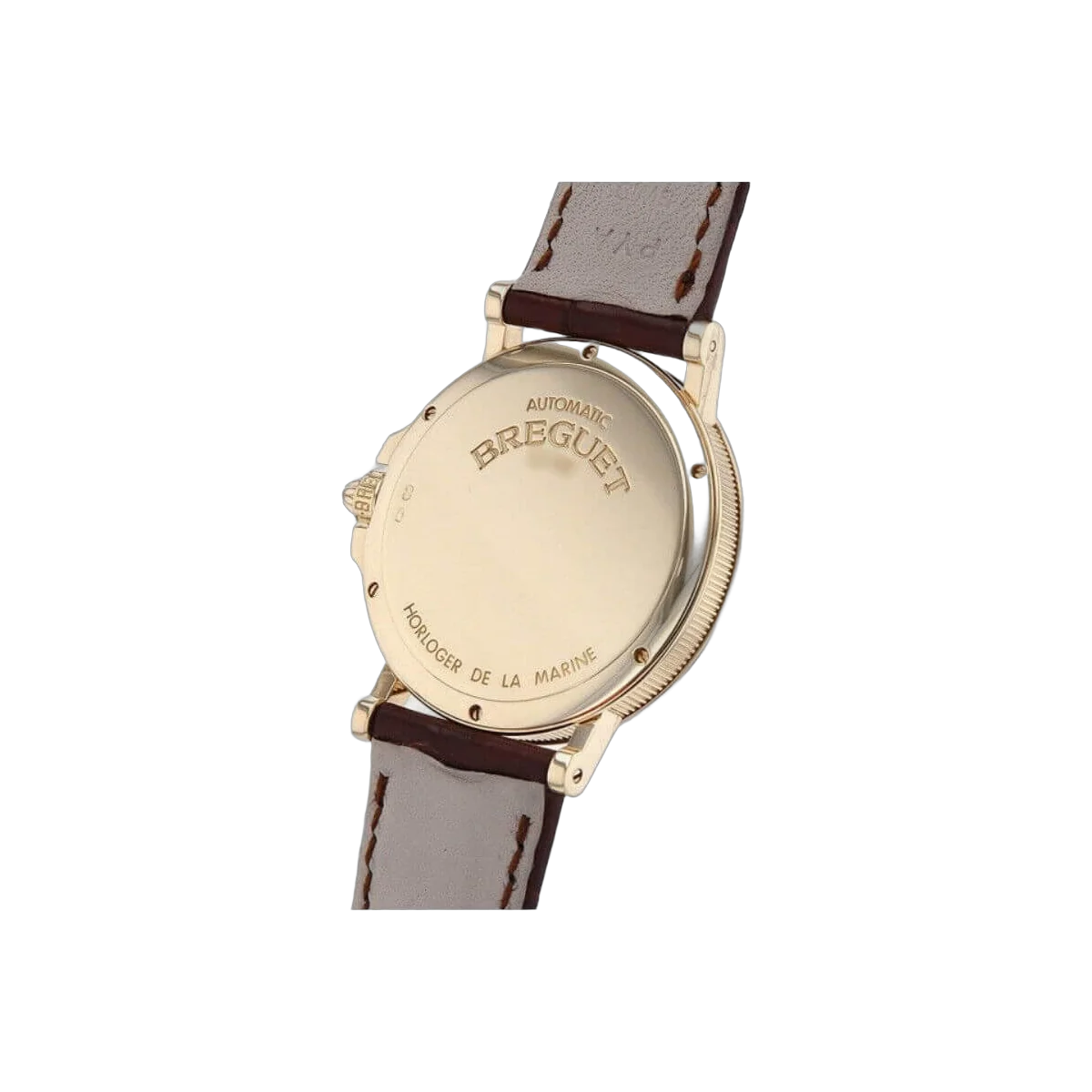 Breguet Marine 3400BA/12/996 Silver Roman Dial Automatic 35.5Mm 18K Yellow Gold Brown Leather Straps Unisex Watch – additional product photo 3