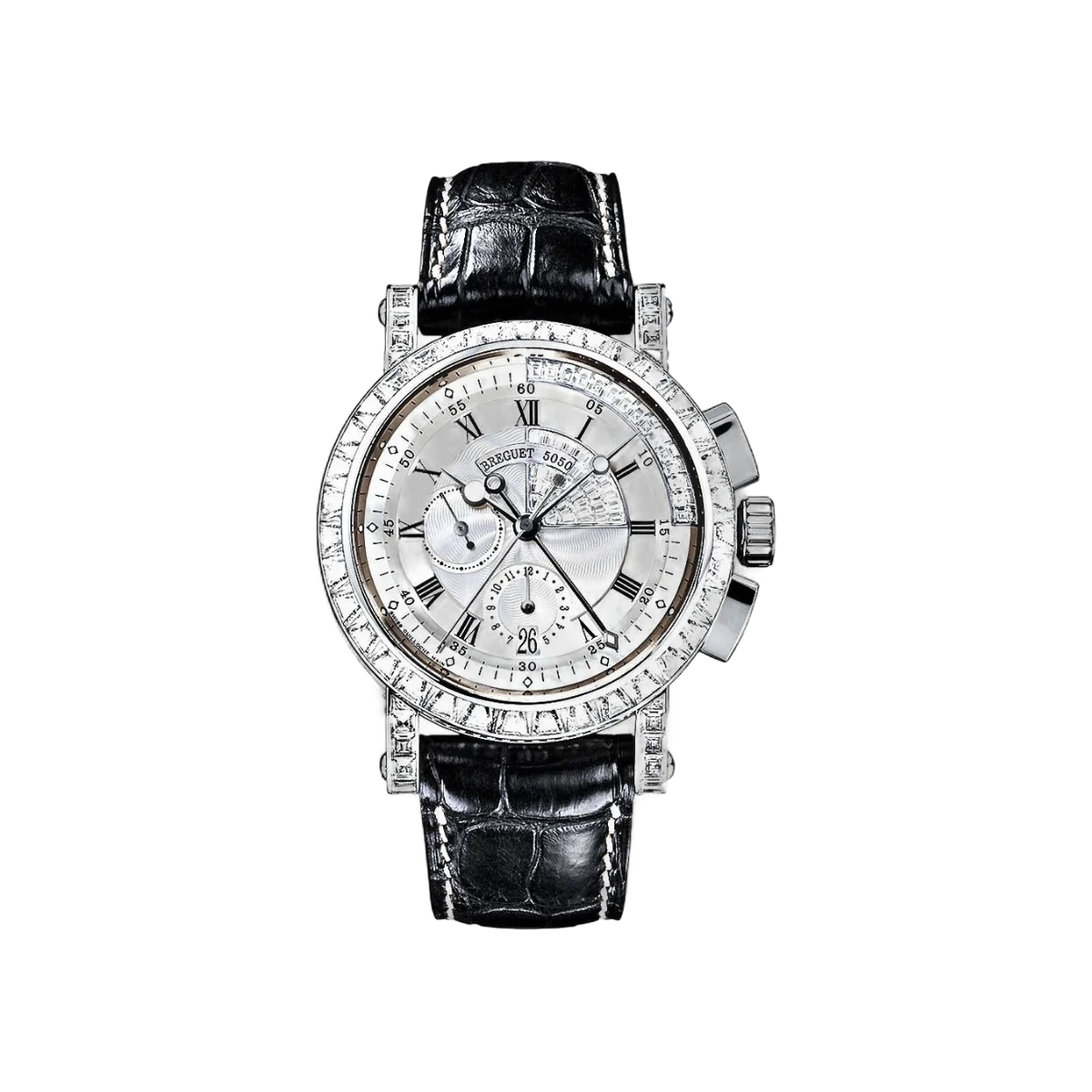 Breguet Marine 5829BB/8D/9ZU.DD0D Chronograph 18K White Gold 42mm MOP Diamond Dial Mens Watch