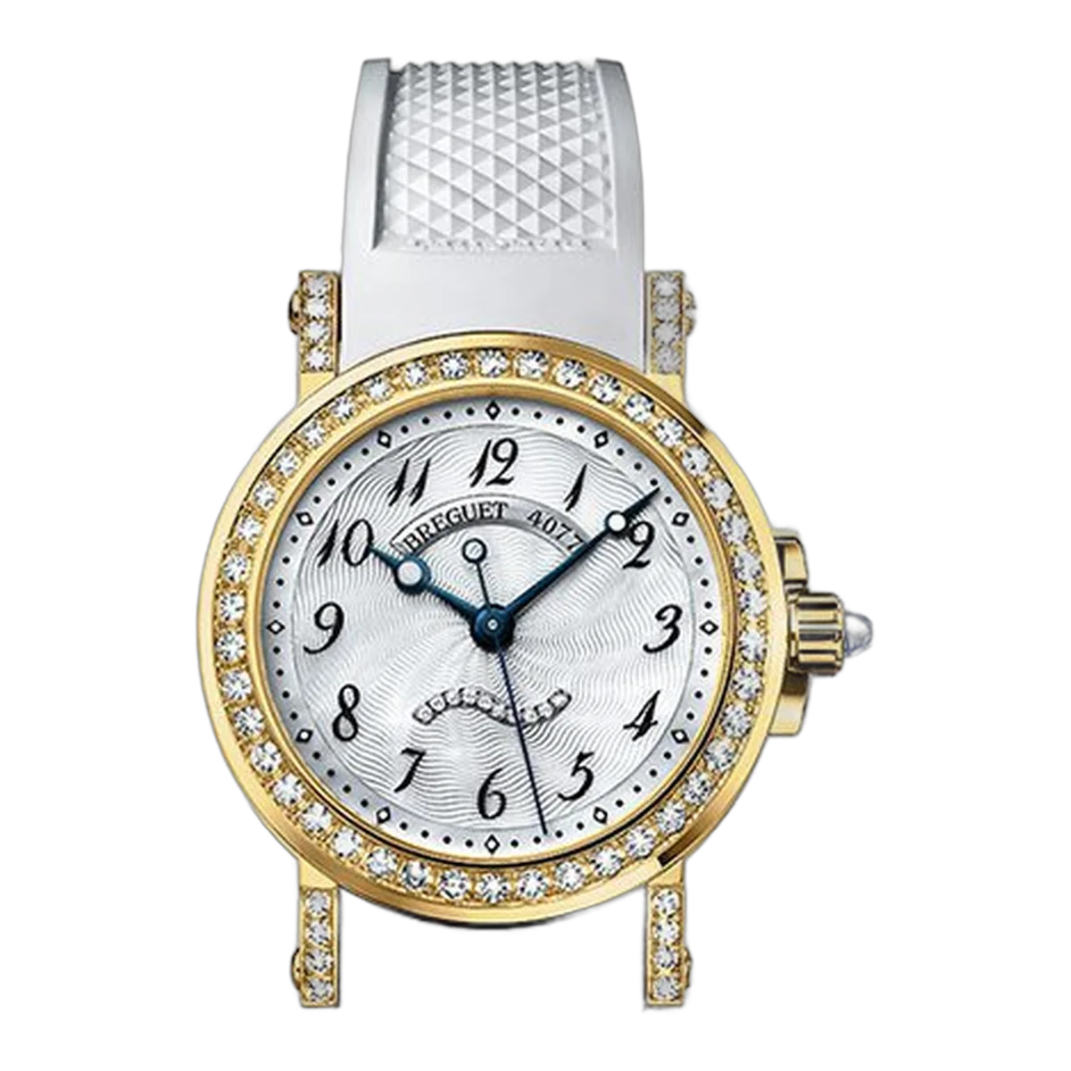 Breguet Marine 8818Ba/59/564.Dd00 Mother Of Pearl Dial Automatic 30Mm 18Kt Yellow Gold Case White Rubber Straps Ladies Watch