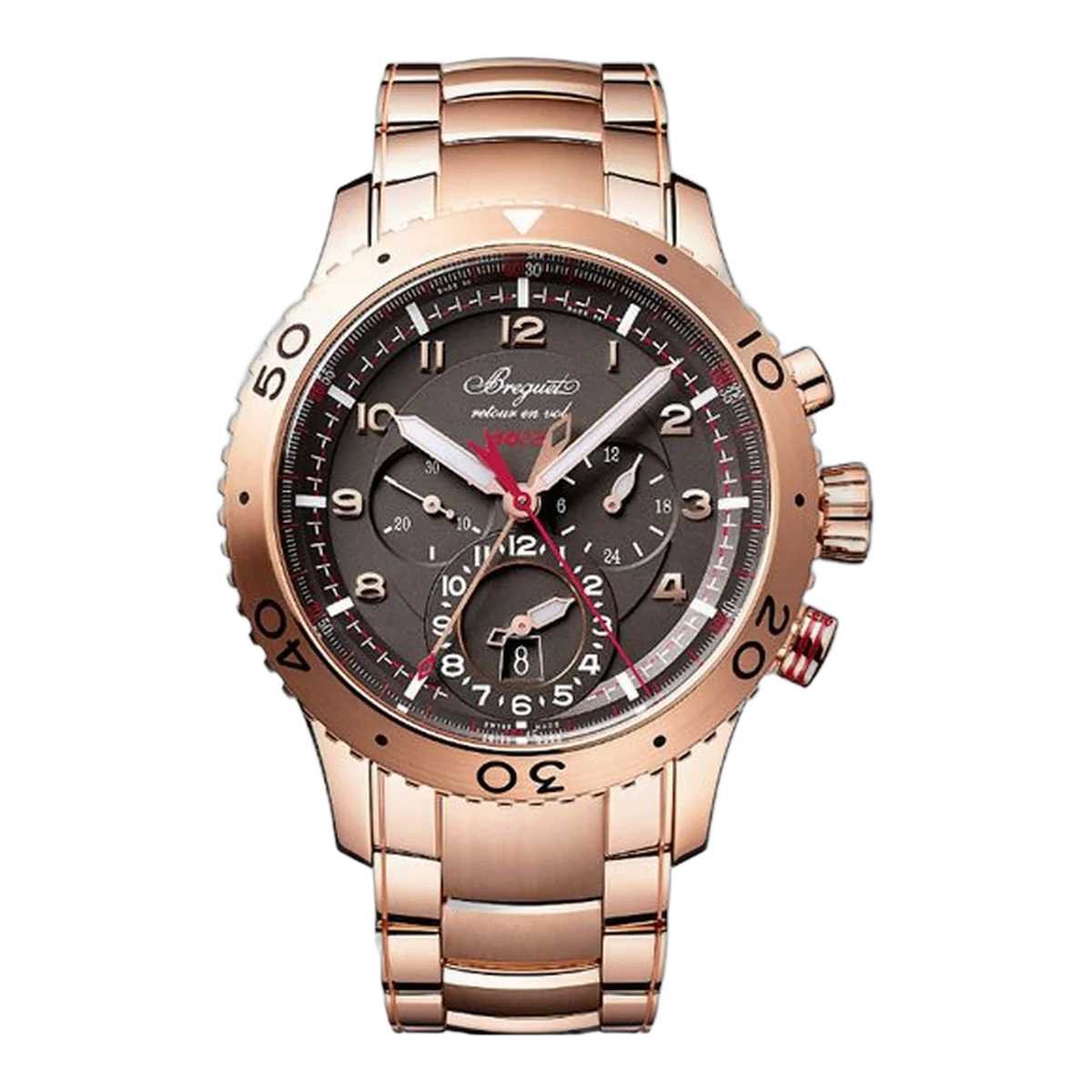 Breguet Type Xxii 3880Br/Z2/Rxv Brown Dial Flyback 10 Hz 44Mm 18K Rose Gold Men's Watch