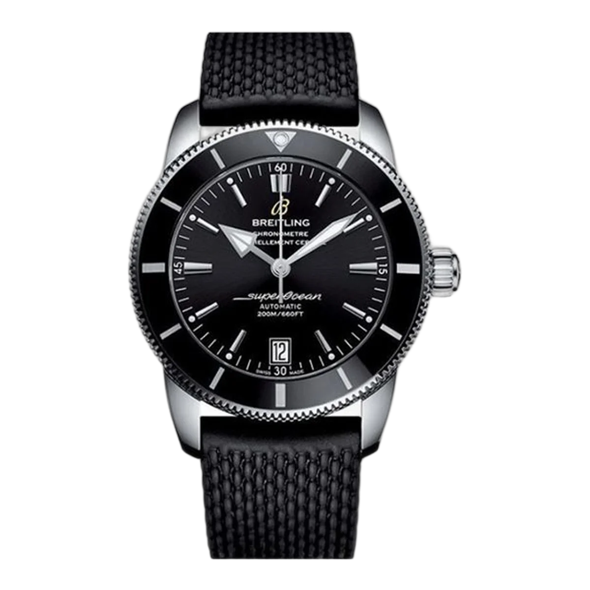 Breitling Superocean Heritage Ii 42Mm Black Dial Stainless Steel Black Rubber Strap Men's Watch