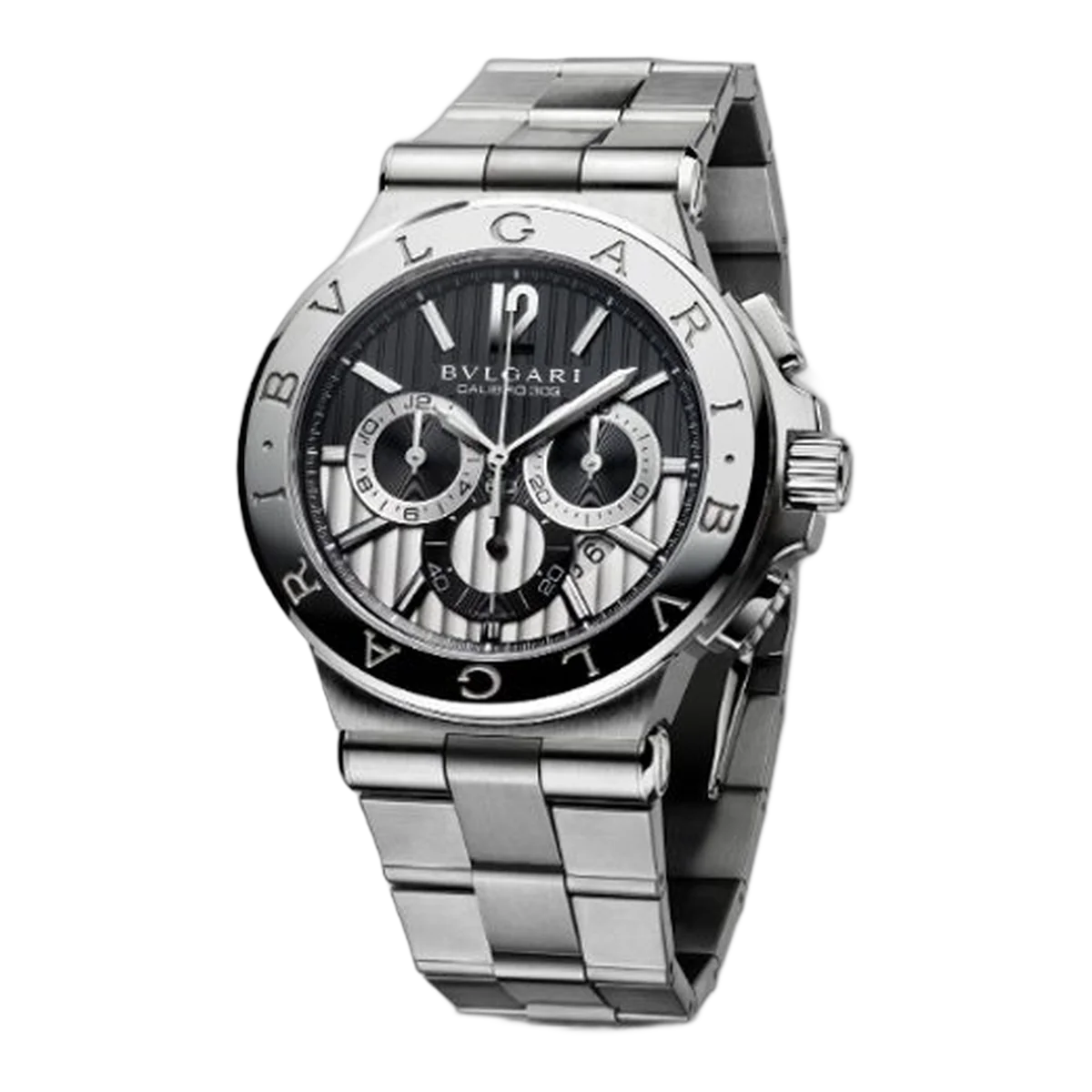 Bvlgari Diagono Chronograph Automatic Black &Amp; Silver Dial Men's Watch Ref. 101880