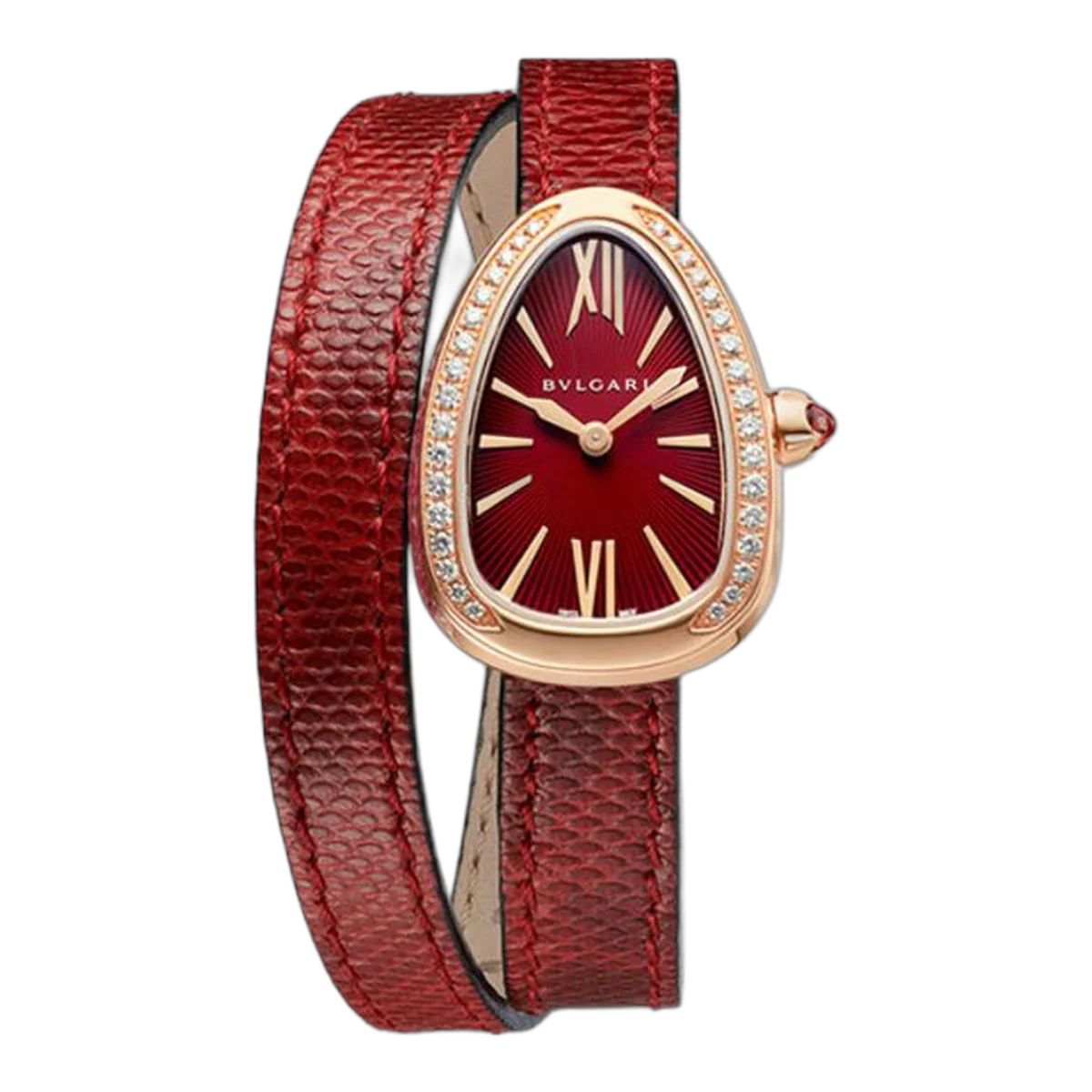 Bvlgari Serpenti 27Mm 18K Rose Gold Red Dial Ladies Watch
