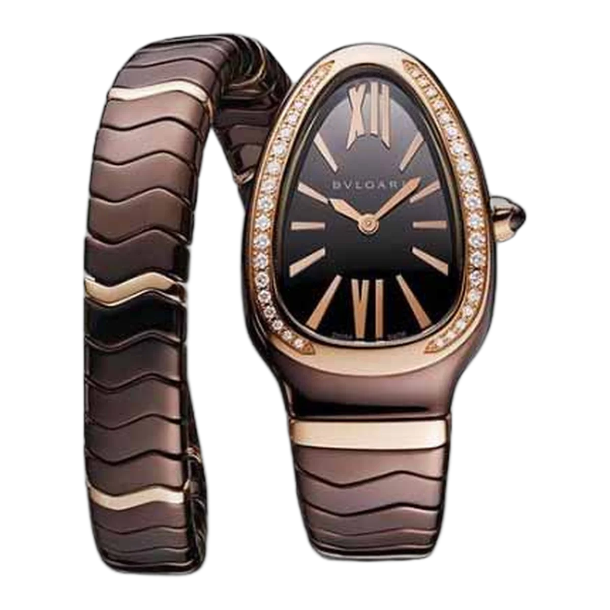 Bvlgari Serpenti 35Mm Treated Ceramic &amp; 18K Rose Gold Ladies' Watch