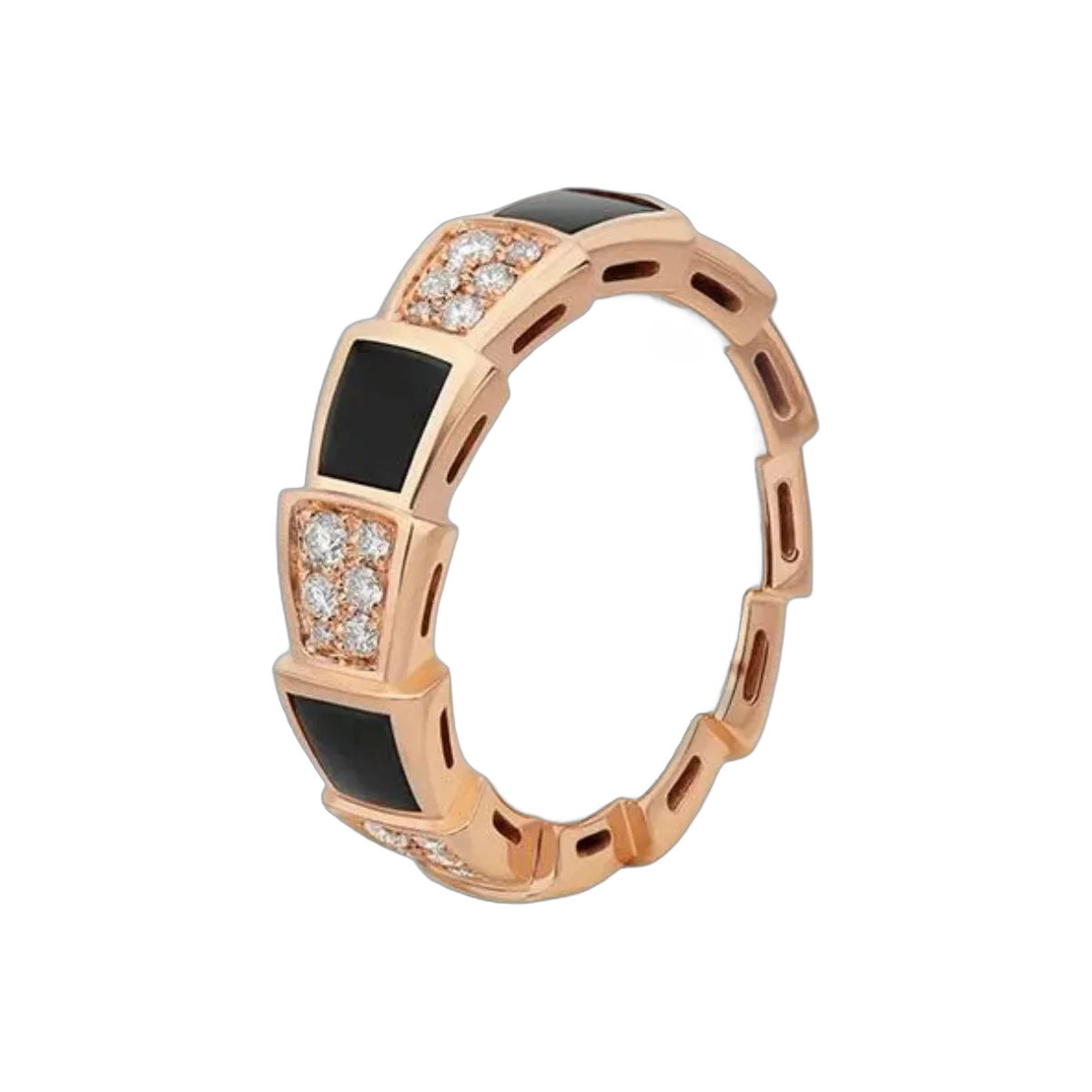 Bvlgari Serpenti Viper 356630 AN858711 18k Rose Gold Onyx Diamond Pave