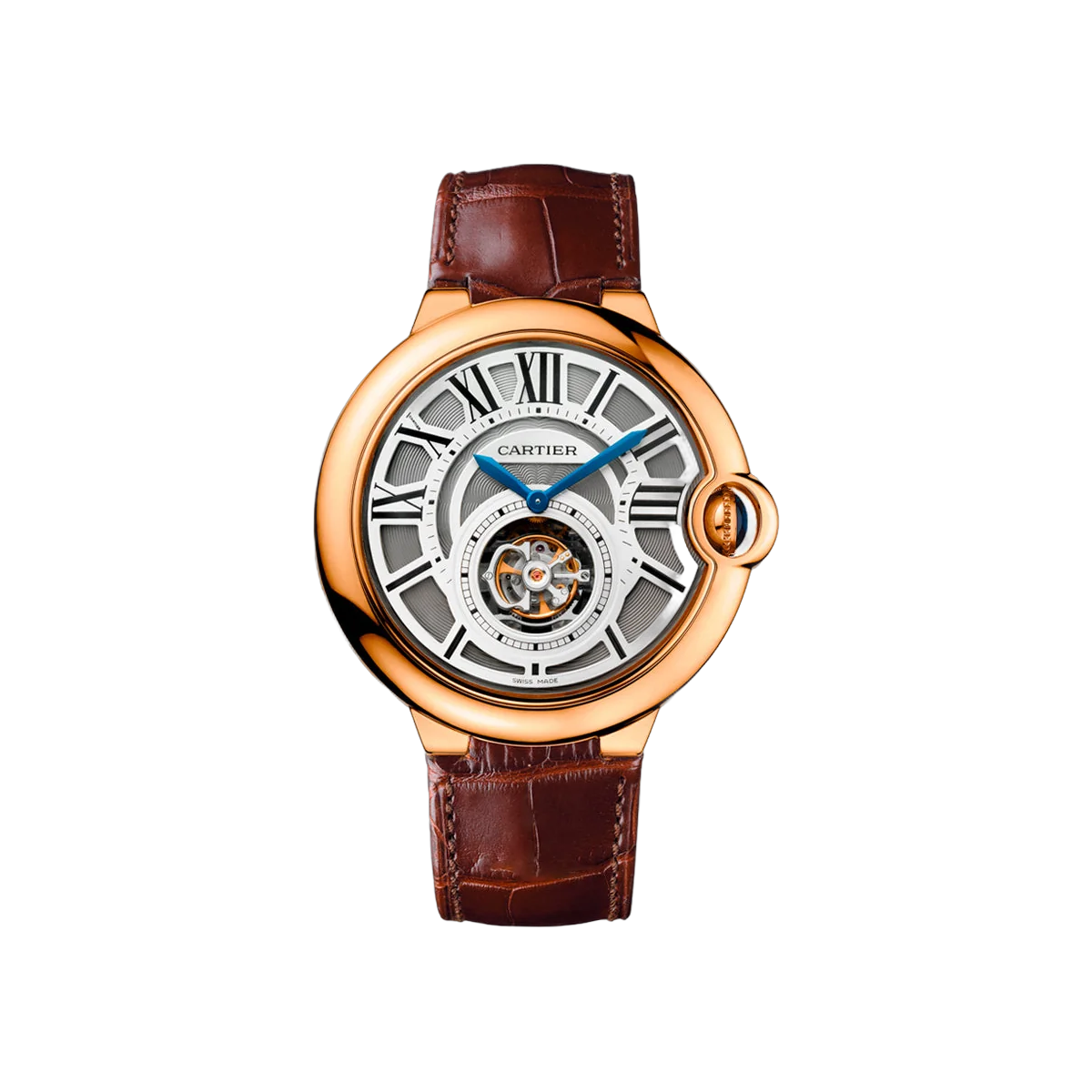 Cartier Ballon Bleu W6920001 Rose Gold 46mm Skeleton Dial Men's Watch