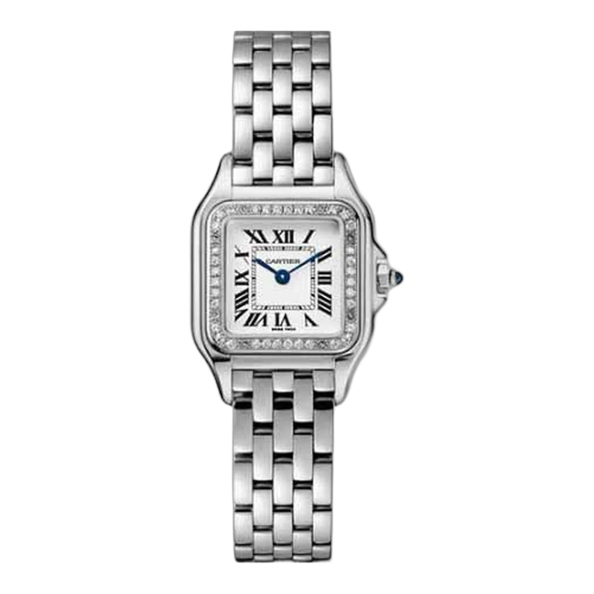 Cartier Panthere De Cartier W4Pn0007 White Roman Dial Diamond-Set Bezel 22Mm X 30Mm Stainless Steel Ladies Watch