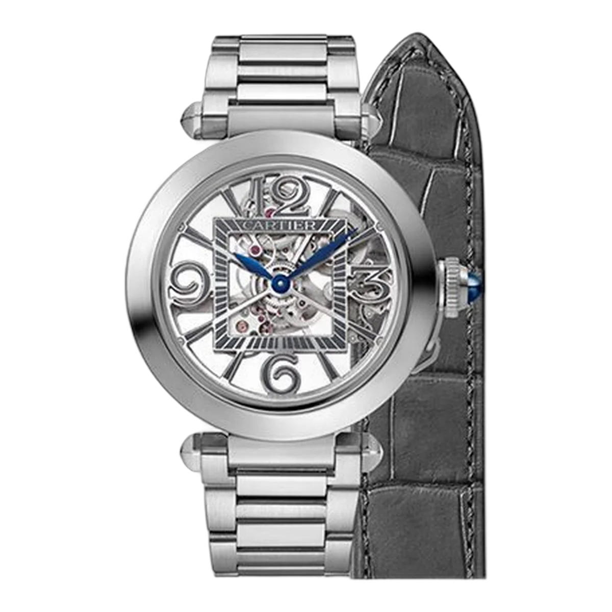 Cartier Pasha De Cartier 41Mm Steel Skeleton Ladies' Watch