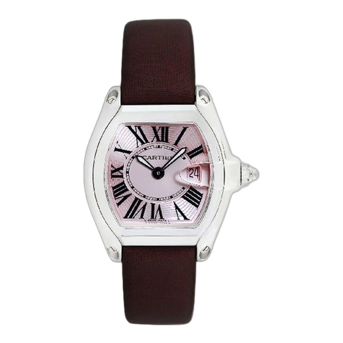 Cartier Roadster Pink Dial Stainless Steel Quartz Ladies Watch