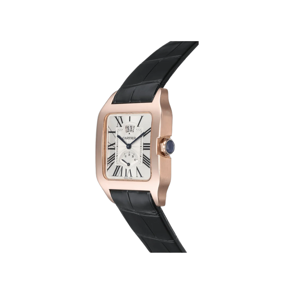 Cartier Santos Dumont W2020067 Rose Gold Silver Dial Black Strap – additional product photo 2