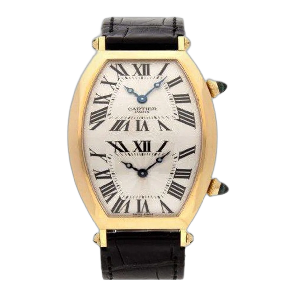 Cartier Tonneau Xl Two Time Zone 29.4Mm X 51.4Mm 18Kt Yellow Gold Men's Watch