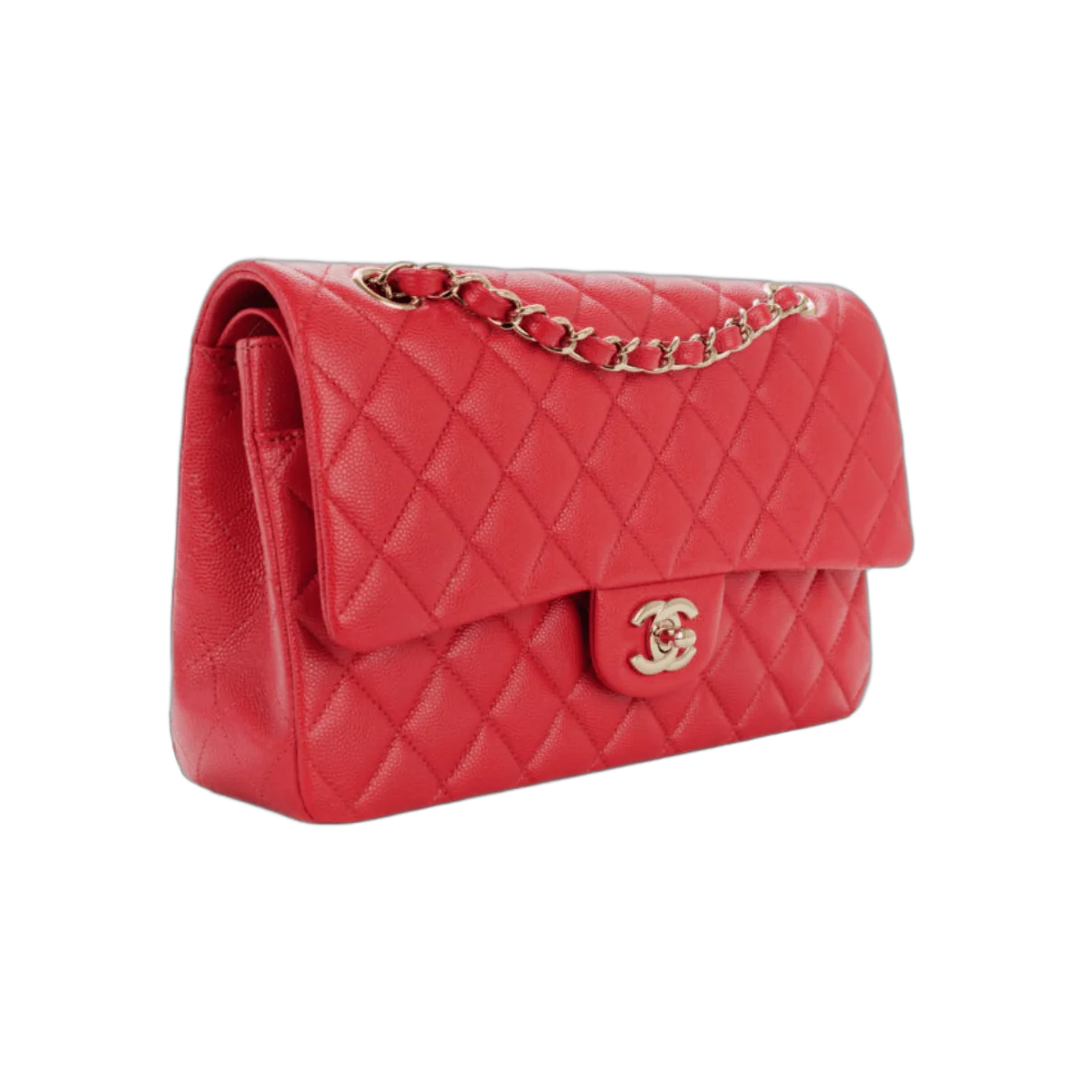 Chanel Classic Red Caviar Quilted Medium Double Flap Gold HW Handbag – additional product photo 2