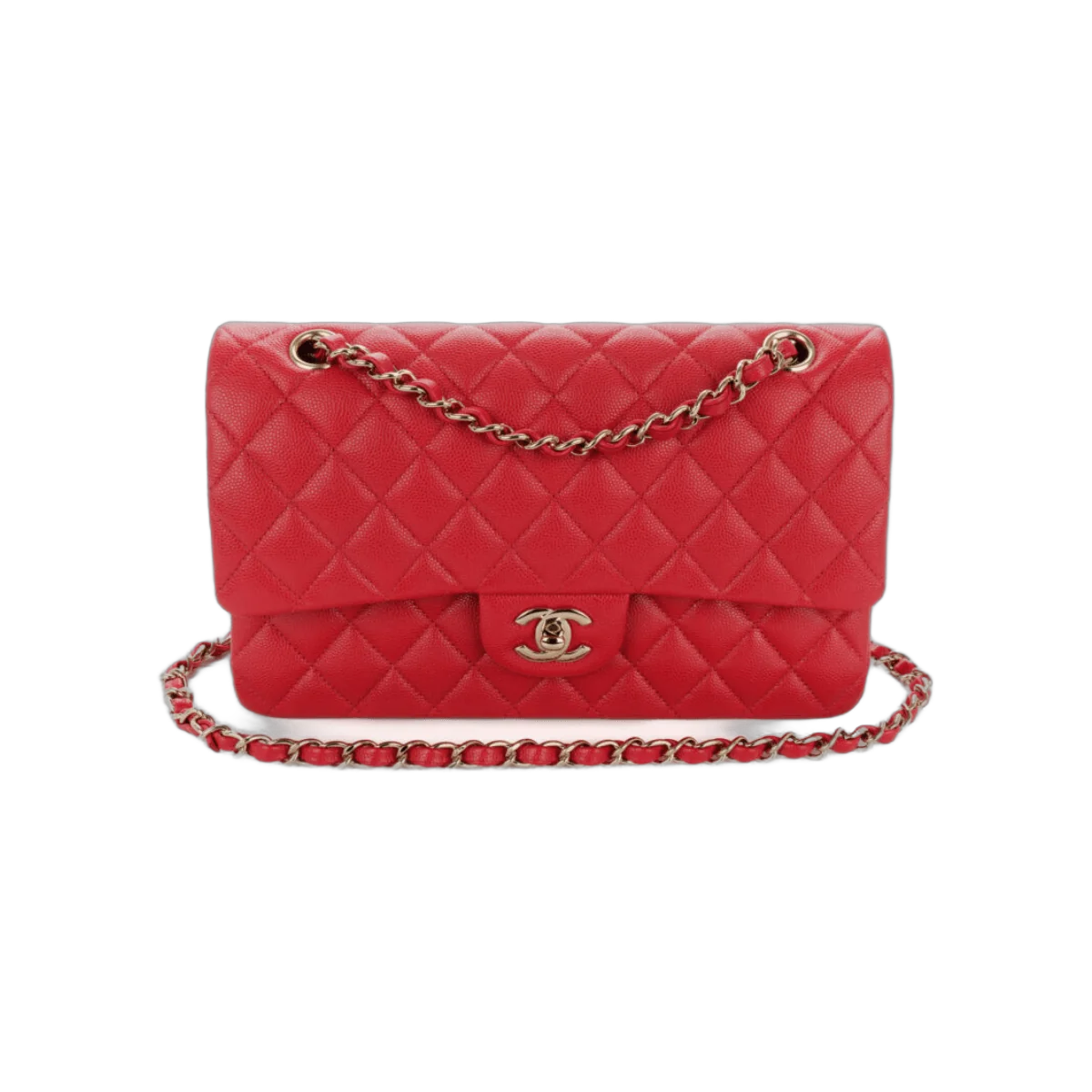 Chanel Classic Red Caviar Quilted Medium Double Flap Gold HW Handbag – additional product photo 3