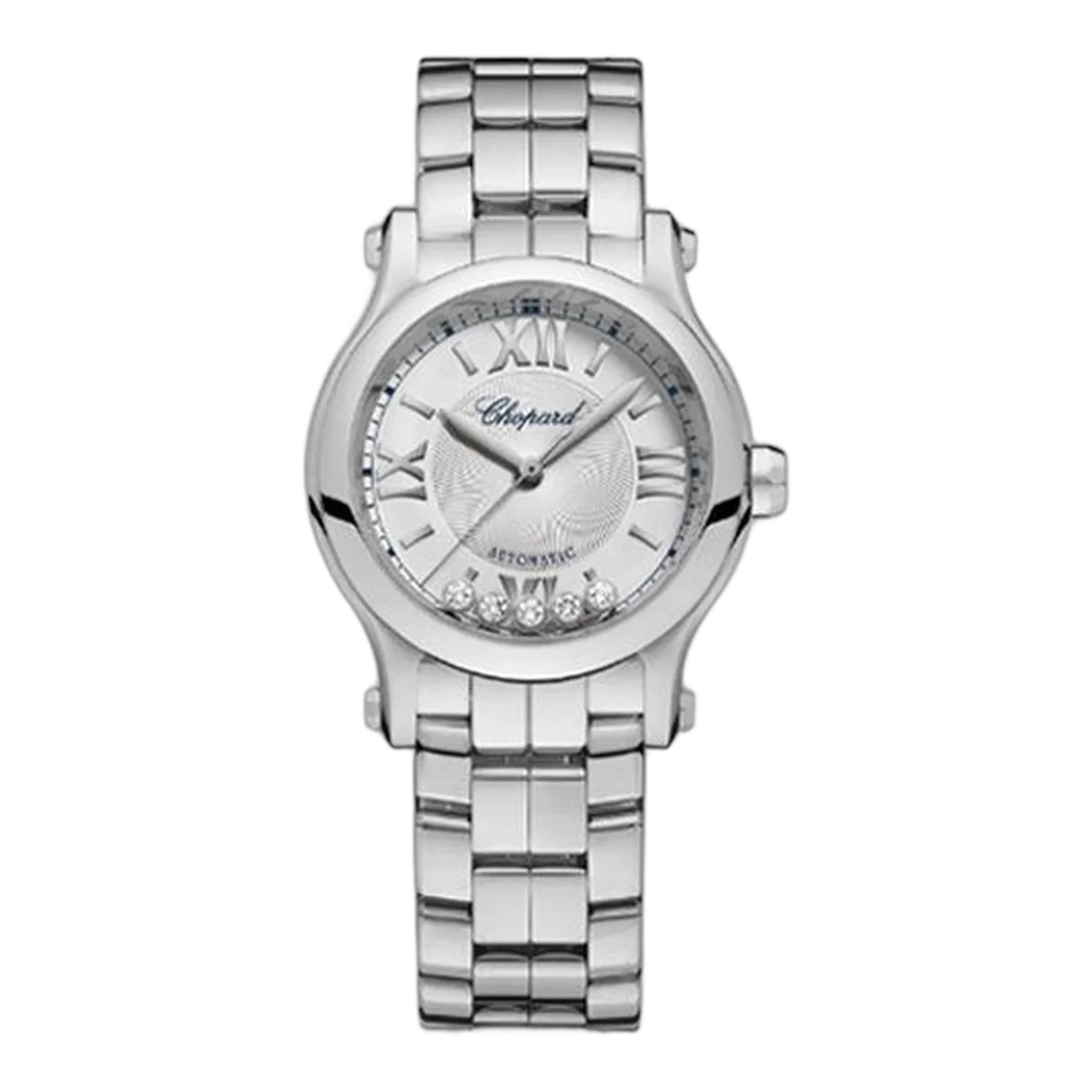 Chopard Happy Sport Round Watch 30M Steel Case Silver Dial Ref. 278573-3012