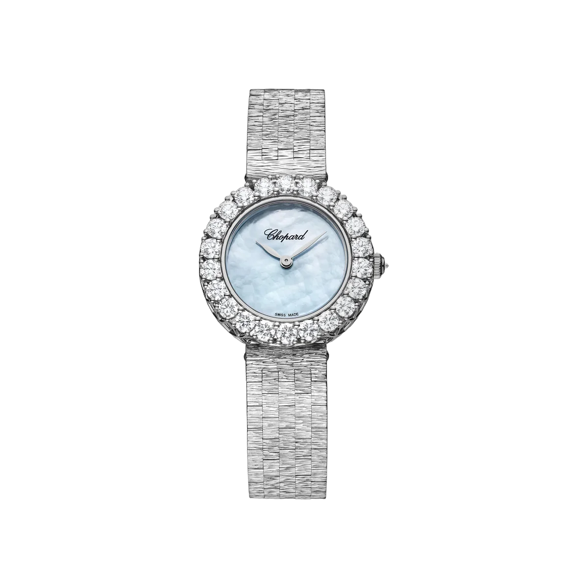 Chopard L'Heure Du Diamant Round 10A178-1314 White Gold Blue Dial 26mm Ladies Watch