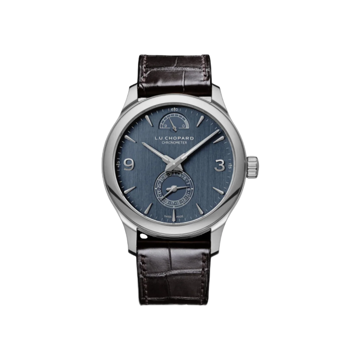 Chopard L.U.C Quattro 161926-1002 White Gold 43mm Galvanic Gray Blue Dial Men's Watch