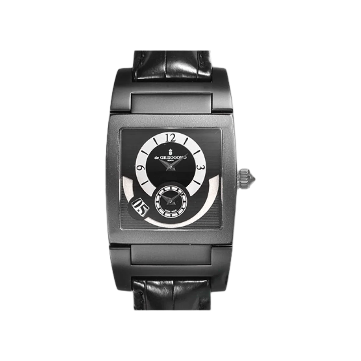 De Grisogono Dual Time UNO DF N20 Automatic PVD Stainless Steel Black Alligator Strap Black Dial