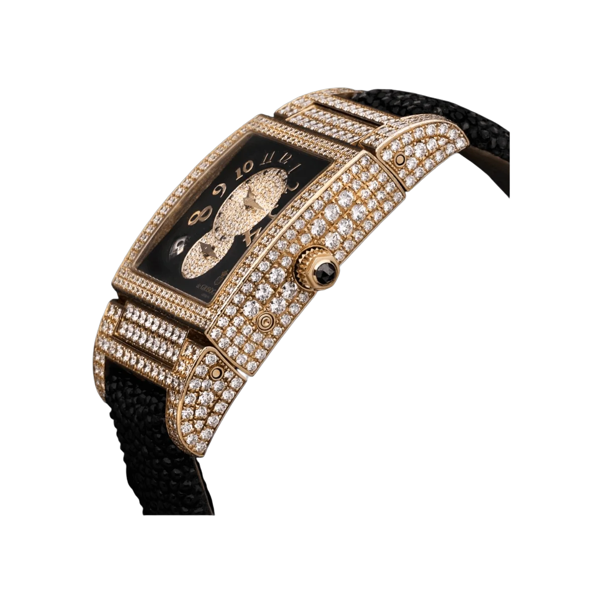De Grisogono Instrumento UNO DF 6064 Automatic Rose Gold Diamond Bezel Galuchat Strap Black Diamond Dial – additional product photo 3