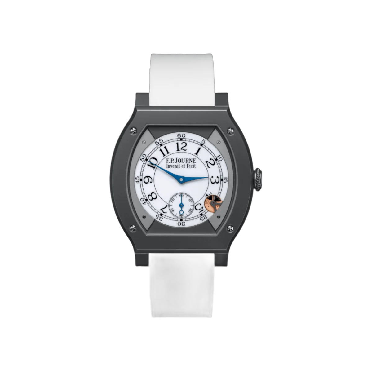 F.P.Journe Elegante Titalyt ELHT Calibre 1210 Grey In Titanium White Rubber Strap 48mm White Dial Mens Watch
