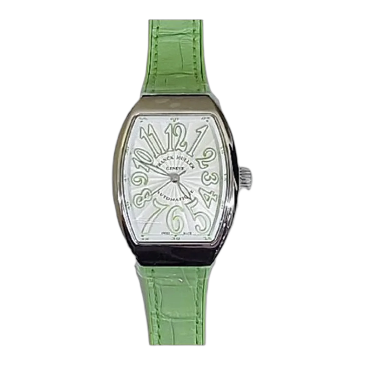 Franck Muller V 32 SC AT FO AC VE Vanguard White Dial Automatic 32mm Light Green Strap Ladies Watch