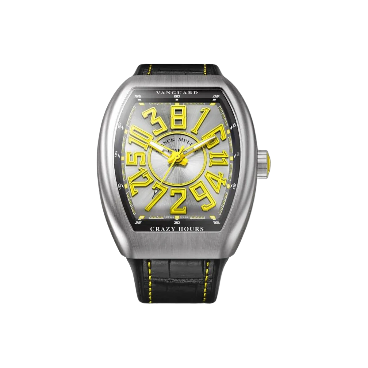 Franck Muller V 45 CH TT BR JA Vanguard Crazy Hours Yellow Numeral Dial Men’s Watch