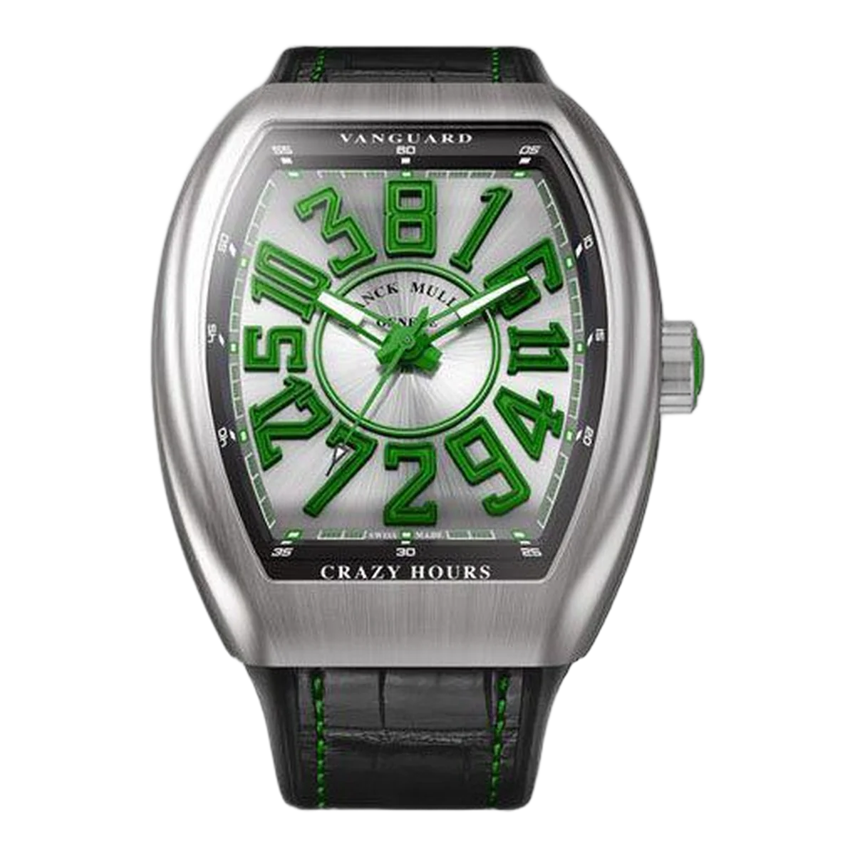 Franck Muller Vanguard Crazy Hours Green Dial 44Mm Grey Brushed Titanium Men's Watch V 45 Ch Br (Gr)