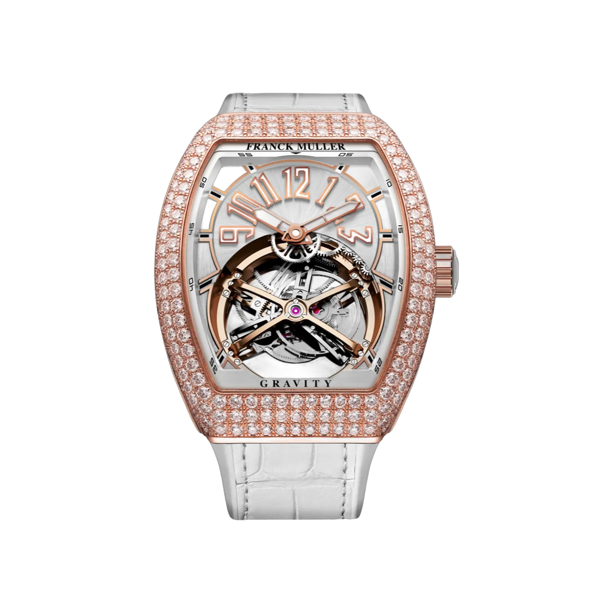 Franck Muller Vanguard Gravity V 45 T GR CS D 5N BC 5N Rose Gold 45mm Diamond Bezel & Dial Men's Watch