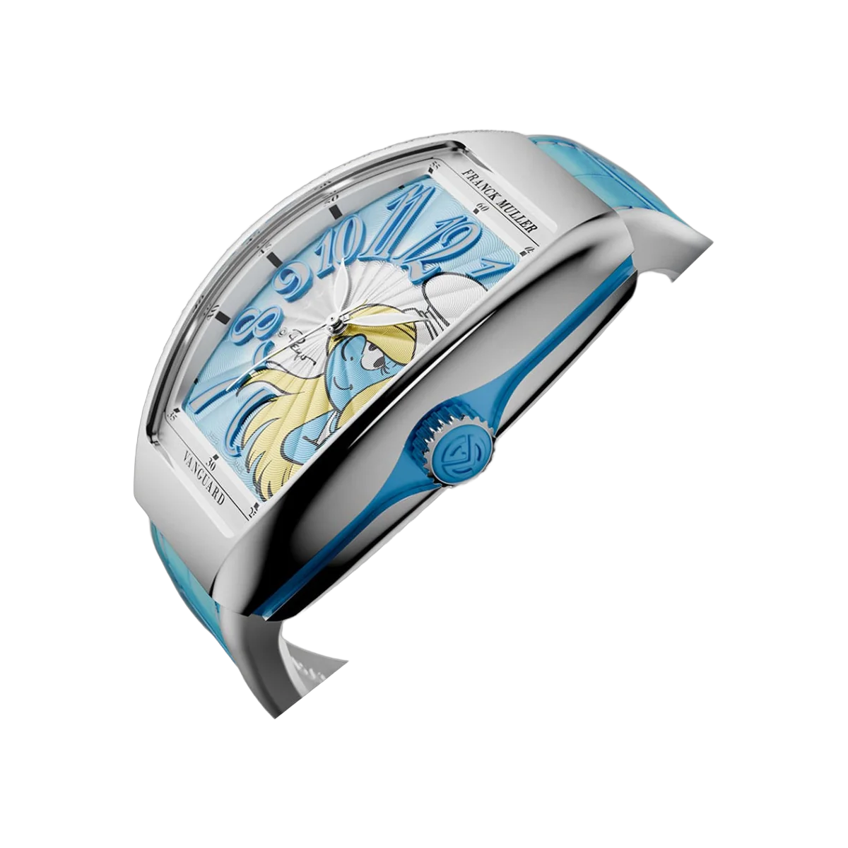 Franck Muller Vanguard V 32 SC AT FO AC BL Smurfette Limited Edition Stainless Steel 32mm Artisctic Blue Dial Ladies Watch – additional product photo 2