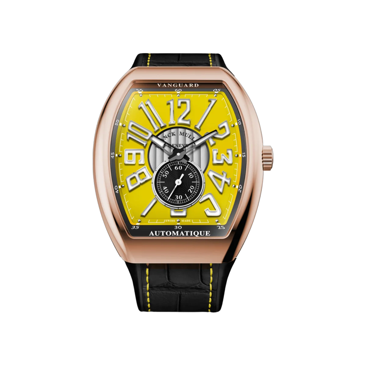 Franck Muller Vanguard V 41 S S6 AT FO VIN 5N.JA Slim Vintage Rose Gold 41mm Yellow Dial Mens Watch