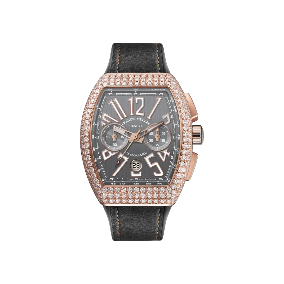 Franck Muller Vanguard V 45 CC DT D 5N TT 5N Rose Gold Diamond Bezel 45mm Brown Dial Men's Watch