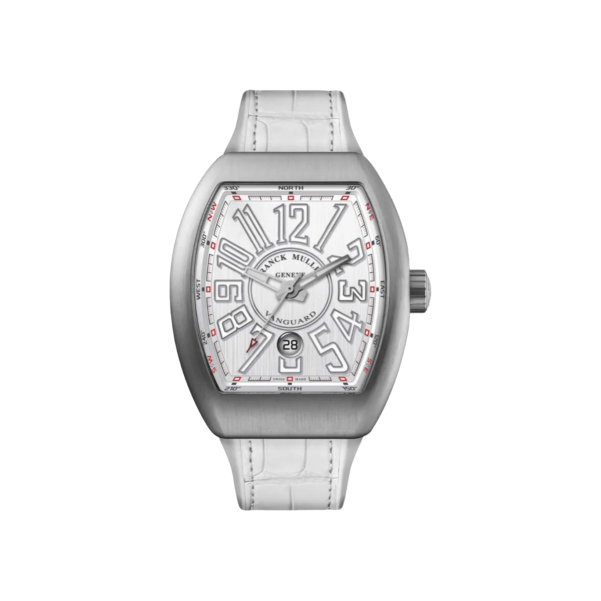 Franck Muller Vanguard V 45 SC DT AC BC Steel 45mm White Dial Mens Watch