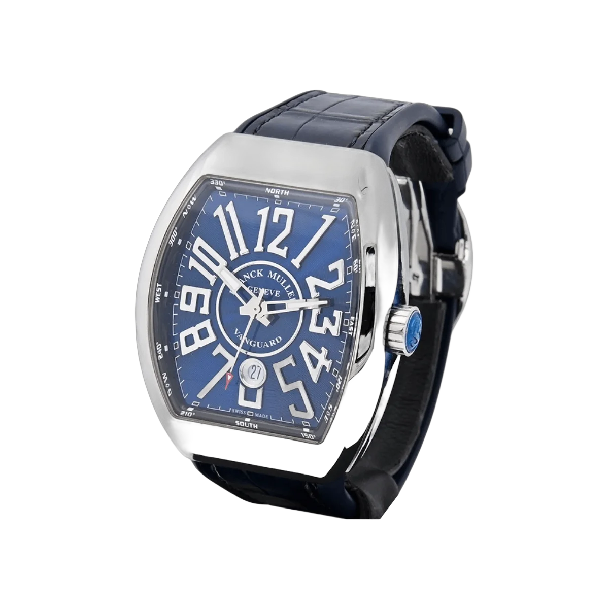 Franck Muller Vanguard V 45 SC DT AC BU Steel 45mm Blue Dial Mens Watch
