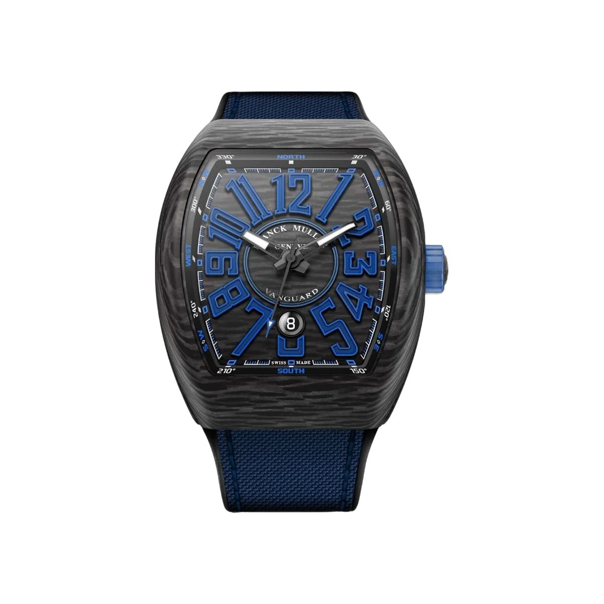 Franck Muller Vanguard V 45 SC DT CARBON NR BLUE Carbon 45mm Black Dial Blue Numerals Men's Watch