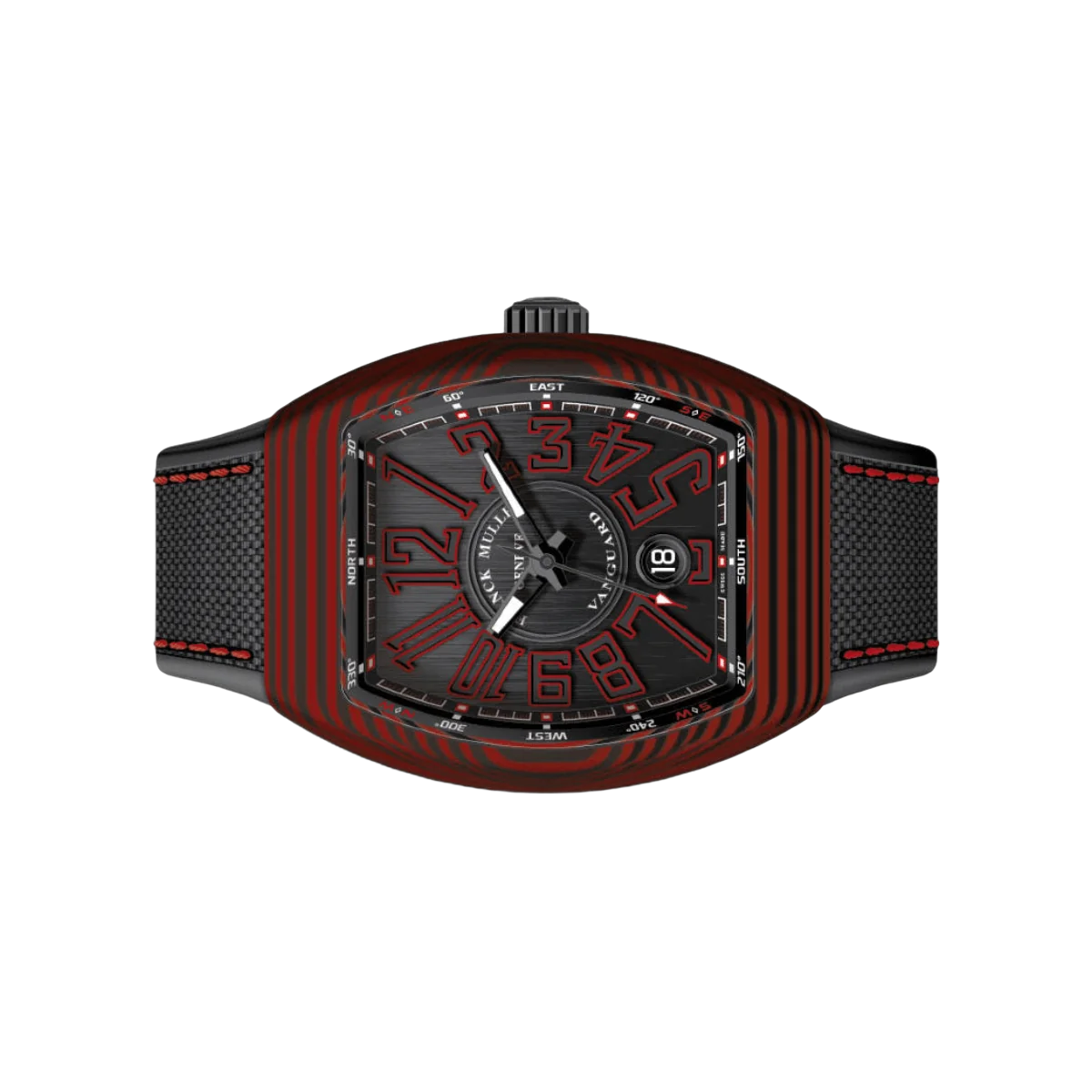 Franck Muller Vanguard V 45 SC DT CARRG NG Automatic Carbon Red Outline Numerals 45mm Black Dial Mens Watch – additional product photo 2